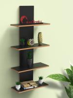 Home Sparkle Black MDF Utility Column Spine Floating Wall Shelf 10 x 5 x 22 inch