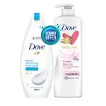 Dove Gentle Exfoliating Nourishing Body Wash 250 ml & Dove Body Love Supple Bounce Body Lotion 400 ml Combo (1+1)