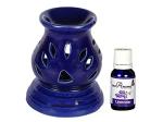 Divine Home Blue Ceramic Electric Oil Diffuser with Aroma Oil (Pack Of 2)