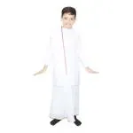 KAKU FANCY DRESSES Indian State Bengali Dance Costume for Kids -White, 5-6 Years, For Boys