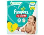 Pampers All round Protection Pants, Small size baby diapers (SM), 36 Count, Anti Rash diapers, Lotion with Aloe Vera