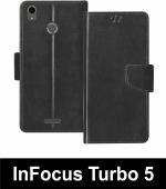 Sbms Infocus Turbo 5 Black Artificial Leather Shock Proof Flip Cover