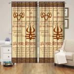 Riftree Devotional 3D Digital Print Eyelet Polyester for Pooja Room Door Curtains Set of 2 Pieces (om Namah shivay, 4 x 7 feet)