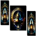 SAF SET OF 3 BUDDHA RELIGIOUS MODERN ART WALL PAINTING WOODEN ART DECORATION ITEM FOR LIVING ROOM | BEDROOM | HOME DECOR | GIFTS | QUOTES DECOR ITEM | WALL ART FOR HALL | MDF WALL DECORATION 12 INCH X 18 INCH SANFJM35299