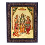 Hawai Gold Plated Ram Laxman Sita Hanuman Darbar Wall Hanging Religious Photo Frame for Worship Use SFDI00580_BLK, 10X14 INCHES