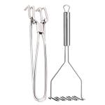 DreamBasket Stainless Steel Pakkad / Utility Tong & Potato Masher / Pav Bhaji Masher for Kitchen