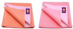 naughty baby Fleece Baby Bed Protecting Mat (Peach, Pista Green, Medium, Pack of 2)
