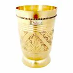 Prisha India Craft Pure Brass Mughlai Style Embossed Design Glass Capacity 250 ML