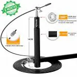 FirstFit Metallic Handle Skipping Rope with Adjustable Length, Jump Rope with Ball Bearings & Anti-skid Handles for Men, Women, Kids, Girls for Speed Training, Endurance Training & Fitness-Multicolor