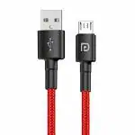 Portronics Connect B Micro USB Cables For Fast Charging and Data Sync 3.0 Amp with PVC Heads, Nylon Braided, 1 M(Red)