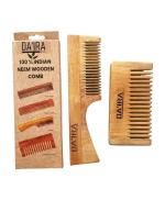 DAIRA Neem wooden Comb, oil treated, for Hair Growth, Hairfall, Dandruff Control, Hair Straightening, Frizz Control For Men and Women (WIDE+FINE) 2 COMBS