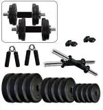 BEACON INTERNATIONAL 10 KG ADJUSTABLE DUMBBELL SET, GYM AND FITNESS KIT WITH PAIR OF HAND GRIPPER