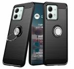 Unistuff Back Case Cover for Motorola Edge 40 Neo with Magnetic Kickstand | Premium Matte Finish | Camera Bump Protection | Rubberized Ring Cover - Night Black, 78455