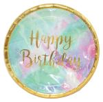 My Party Suppliers Rainbow Unicorn Theme Disposable Happy Birthday Paper Plates