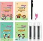 JAPSI Magic Practice Copybook (4 BOOK+1 PEN +10 REFILL) | Practice Notebook For Kids Writing | Preschool Writing Practice Book | Calligraphy Copy Writing Book | Practical Reusable Writing Tool