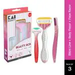 Kai Women Hair Removal Razor Beauty Box Kit, Body Razor, Face Razor, Bikini Razor, 3 pcs Incomplete