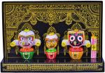 Real Craft Multicolor Ceramic Lord Jagannath, Subhadra, Balabhadra, Sudarshana In Singhasana Decorative