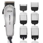 VEGA Professional Pro Power Hair Clipper for Salon and Home Use with Japanese Stainless-Steel Taper Blades, 6000 RPM, Attachment Guide Combs (VPMHC-02)