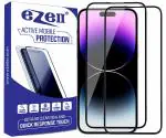 eZell APPLE IPHONE 15 PRO MAX FULL TEMPERED GLASS By G-TEL (2 Packs), ESD Anti-Static, Sensitive touch Edge to Edge Full Glue Tempered Mobile Screen protector with Wet & dry Wipes (Black),