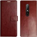 RUPELIK Nokia 6.1 Plus Vintage Leather flip Case Cover| Inside TPU with Card Pockets Wallet Stand Magnetic Closure 360 Degree Complete Protection Vintage Flip Cover for Nokia 6.1 Plus - Brown