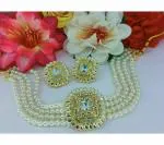 Gyaan Jewels Handmade Gold Plated Brass Earring and Necklace Set White (Women) (Pack of 1) Free Size