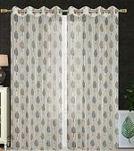 Skirmish Enhance Look Brown Floral Pattern Polyester Long Door Curtains 2.74 x 1.21 m (ADF-Net-C-9-FT-P-2-Brown)