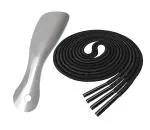 Sheppits Premium Formal Shoes Laces (Black) & Steel Shoe Horn Combo | Shoe Care Kit