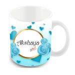 Jiya EnterpriseTuelip White Ceramic Printed Design Of Name Akshaya For Coffee Mug - 350 ML