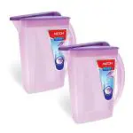 Milton H2O Slim Plastic Water Jug Set of 2, 2 litres Each, Purple | BPA | Food Grade | Refrigerator Safe | Ideal for Serving Water | Juices | Shakes