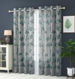 JARS Collections Set of 2 Net Sheer Aqua Tissue floral Door Curtains(4x7 ft)