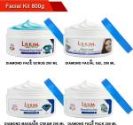 Lilium Diamond Face Massage Cream, Scrub, Gel, Pack, 200 Ml (Pack Of 4)