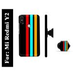 Mobi Elite Three Strip Printed Hard Back Cover Case with Mobile Holder, Pop holder, Pop socket for Mi Redmi Y2