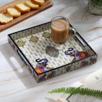 DULI Durable and Heat Resistant Square Engineered Wood Serving Tray - 10 x 10 inch