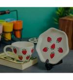 Your Local Store Ceramic Exclusive Cup & Plate|Breakfast Set|Coffe Mug|Best Gift for Friend Strawbery Mug (Red, Cup and Saucer)
