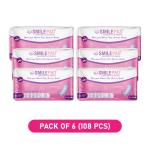 Smilepad Super Soft Cottony Sanitary Pad Value Pack of 6 XL ( 108 Pads)