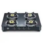 Prestige Royale Plus GT 04 AI Auto Ignition Powder Coated 4 Burners Gas Stove, Black