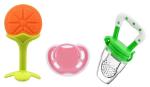 Manan Shopee Kids Multicolor Teether And Baby Sooth With Cap (Pack Of 3)