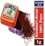 LION SAFFRON Original Kashmir Lacha Saffron/Kesar/Keshar for Biryani, Beauty, Health & Tilak (1g)