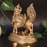ARTVARKO Handmade Brass Holy Nandi Kamdhenu Cow and Calf Idol - 6.5 inch