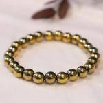 Crystal Divine Golden Pyrite Healing Crystal Bracelet For Woman 8mm Money Magnet Bracelet For Girls Crystal Bracelet For Men Friendship Gifts Hand Bracelet Couple Bracelet Aesthetic Bracelets For Gift