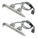 AdzMozi Motherboard Cable 2 Ports USB 2.0 Header Port Slot Plate Adapter Panel Cable Female Screw to Motherboard 9 Pin Header Back PCI Rear Panel Bracket for Desktop Computer PC - Pack of 2