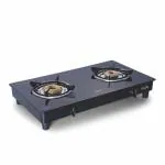 Glen 1020 GT BB Black SS LPG Glass Gas Stove With 2 Brass Burner