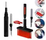 SCENTY DT830D Cleaning Soft Brush Keyboard Cleaner 5-in-1 Multi-Function Computer Cleaning Tools Kit Corner Gap Duster Key-Cap Puller for Bluetooth Earphones, Laptop (RED Black)