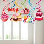 Zyozique Candyland Party Supplies Set - Candyland Hanging Swirl Decorations, Lollipop Decorations - 6 Pcs