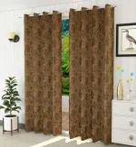 JARS Collections Set of 2 Velvet floral suede Blackout Brown Window Curtains(4x5 ft)