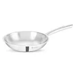 Bergner Tripro TriPly Stainless Steel 22 cm Frypan / Skillet, 1.5 Litre Frying pan with Heavy Bottom, Induction Base and Gas Ready, Metal Spatula Friendly, Easy To Clean, Silver, 5-Year Warranty