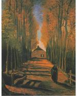 DECOR ADVENTURES Avenue of Poplars in Autumn by Van Gogh Wall Painting 18 x 24 inch