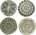 Reniq Wooden Stamp Block For Textile Printing 4 Pieces, Block For Textile Printing Blocks (Pack Of 4)