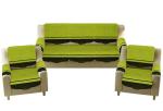 CROOX Beautiful 16 Pieces Cotton 5 Seater Sofa Cover Set with 6 Arms Cover Green