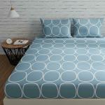 SAVOY CONCEPTS Modern Blue Cotton Solid 1 Double Bedsheet with 2 Pillow Covers